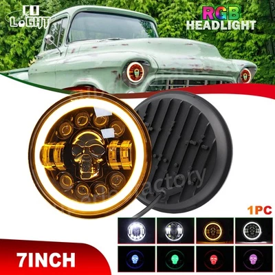 7-дюймовая светодиодная фара RGB Halo Angel Eyes дневные ходовые огни для Chevy C10 Camaro пикапа грузовика - Изображение 1 из 4