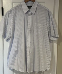 Club Room Shirt Mens XL Quiet Luxury White Button Up Short Sleeve Pinstripe - Picture 1 of 8
