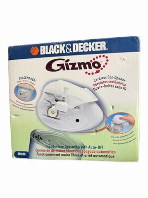 Black Decker EM200C Gizmo Spacemaker inalámbrico recargable abrelatas caja abierta Foto 1 de 4