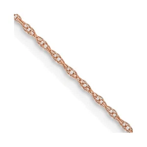 Collar de cadena de cuerda de cable cardado de oro rosa de 10k de 0,6 mm 16" 0,42 gm - Imagen 1 de 4