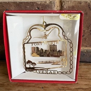 Nation’s Treasures Fort Worth Texas 24K Over Brass Christmas Ornament - Bild 1 von 3