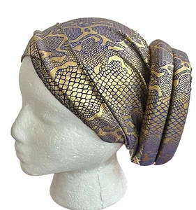 African Muslim Turbans Auto Gele Hat Dradped Bonnet Head Wraps Bandana - Picture 1 of 9