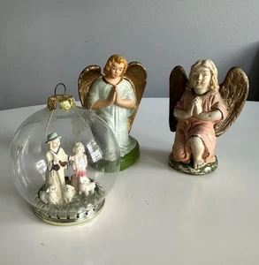 Vintage Christmas German Angel Figures 1940s/ Glass Ball Nativity & Angels - Picture 1 of 15