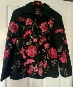 Vintage Dash 100% Wool Jacket. Embroidered& Embellished With Small Beads Size 12 - Picture 1 of 8