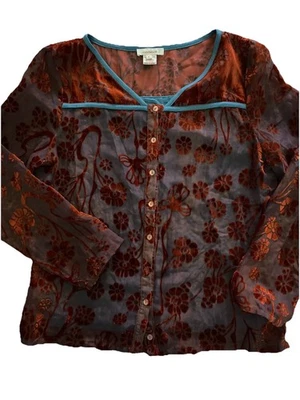 Sundance, Blusa Floral Abbie Terciopelo Burnout Roja/Borgoña para Mujer, Talla S. Foto 1 de 3