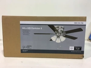 Clarkston II 44 in. LED Indoor Brushed Nickel Ceiling Fan with Light Kit New - Picture 1 of 3