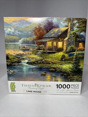 Thomas Kinkade-Lake House-Painter Of Light-1000 PC Jigsaw Puzzle-NICE - Image 1 of 4
