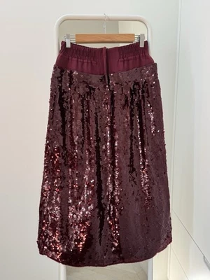 TIBI Burgundy Sequined Double Waist Full Skirt size 6 - Image 1 of 4