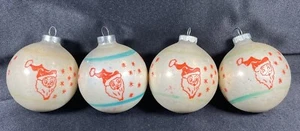 Vintage Shiny Brite Santa Stencil Stars Glass Christmas Ornament Green Stripe - Picture 1 of 24