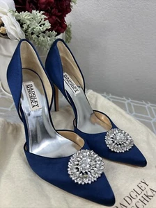 Neu ohne Karton Badgley Mischka blaue Satin-High-Heels Strass Damengröße US 6,5 M - Bild 1 von 12