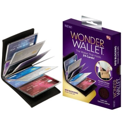 Slim RFID Blocking Leather Wonder Wallet Credit Card Holder As Seen on TV Purses - Image 1 of 4