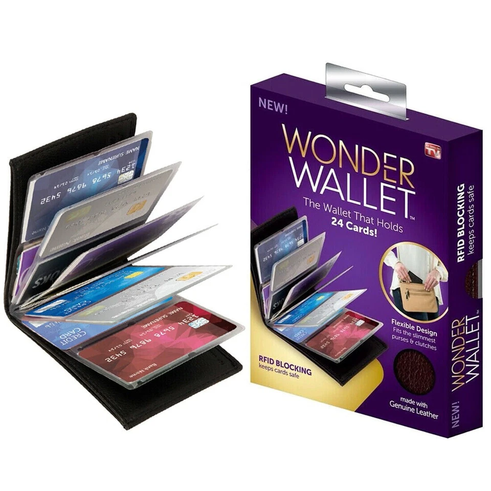 Slim RFID Blocking Leather Wonder Wallet Credit Card Holder As Seen on TV Purses - Image 1 of 4