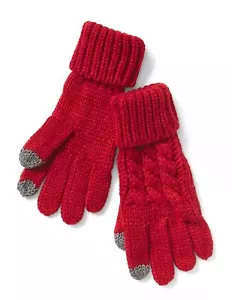 GUANTES DE PUNTO DE CABLE GAP GIRLS ROJOS PARA SMARTPHONE ORG. $24.95 TAMAÑO MEDIANO NUEVO CON ETIQUETAS - Imagen 1 de 1