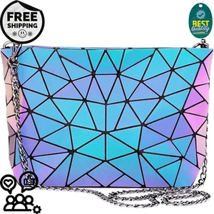 Geometric Luminous Purses and Handbags for Women Holographic Reflective - Picture 1 of 6