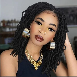 4x4 Lace Short Faux Locs Wig with Baby Hair Lace Front Knotless Twist Dreadlock - Picture 1 of 18