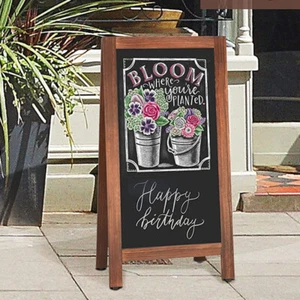 Folding A-Frame Blackboard Double Sided Chalkboard Menu Board Drawing Art Craft - Picture 1 of 15