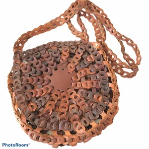 Auténtico Bolso Bandolera Años 60 Hippie Tejido Tiras de Cuero Trenzado - Imagen 1 de 3