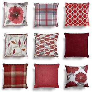 Red Cushion Covers Wine Burgundy Sofa Throw Filled Cushions Cover 17"/18"