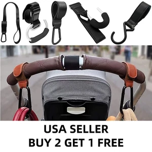Stroller Hooks Buckles Clip Leather Aluminum Alloy Carabiner Cart Organizer - Picture 1 of 16