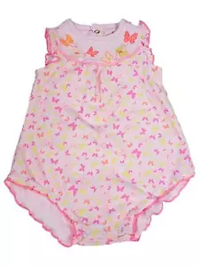 Infant Baby Girls Pink Butterflies Print Ruffled Cotton Romper Bodysuit 3 Months - Picture 1 of 1
