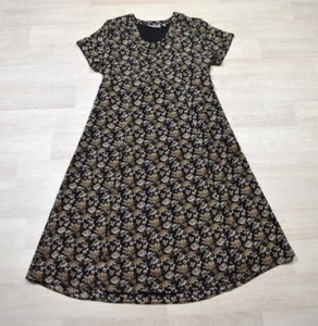90s Y2K Floral Midi Dress Black Brown Grunge Croft & Barrow 14 VTG ALTERED - Picture 1 of 7