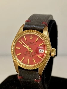 Rolex Datejust President 6917 Oro Giallo Rosso Dial Automatic 26mm Orologio - Picture 1 of 7