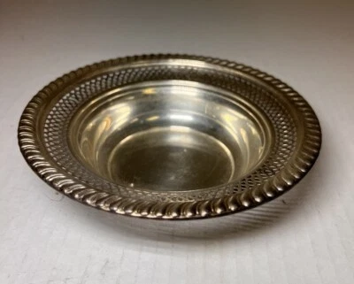 Антикварная декоративная серебряная чаша 1930-х годов 5 x 1,5 дюйма - Изображение 1 из 4