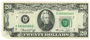 Billete de 20 dólares de la Reserva Federal serie 1974 - error de pliegue mariposa - alta calidad (63340) - Imagen 1 de 2