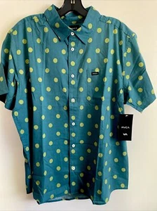 New RVCA Artist Network Polka Dot Street Style Designer Button Font Shirt Sz XL - Picture 1 of 7