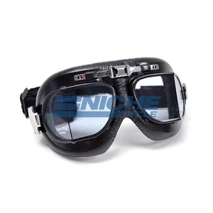 Classic Pilot Aviator Style Split Lens Motorcycle Goggles Black Vinyl - Bild 1 von 3