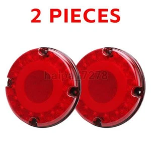 2PC Red 7inch Round LED Trailer Truck Bus Tail Lights Stop Turn Signal DRL Brake - Picture 1 of 12