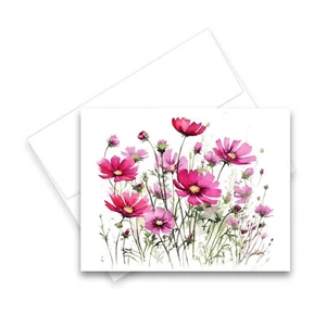 12 tarjetas de felicitación para todas las ocasiones en blanco con sobres - tarjetas de flores silvestres de acuarela - Imagen 1 de 2