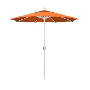 7.5 ft. Matted White Aluminum Push Button Tilt Crank Lift Patio Umbrella in Tang - Picture 1 of 6