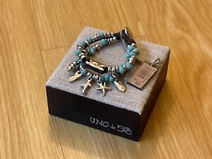 NWT Uno de 50 Two Turn Turquoise Bracelet w/ Silver-plated Ocean Pieces “Tarifa”