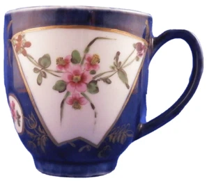 Antique 18thC Worcester Porcelain Powder Blue & Floral Coffee Cup English - Picture 1 of 8