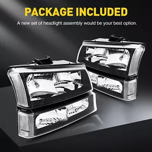 Conjunto de faros + lámparas de señalización de parachoques para Chevy Silverado Avalanche 2003-2006 - Imagen 1 de 9