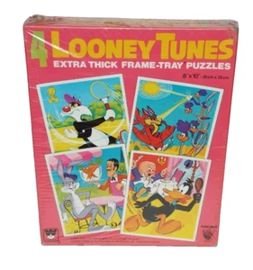 Vintage Looney Tunes 4 Warner Bros.Frame Tray Puzzles by Whitman 1975 NIB - Picture 1 of 5