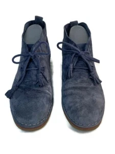 Women's Hush Puppies Gray Blue Suede Leather Chukka Boots w/ Tassels Size 9M - Picture 1 of 11