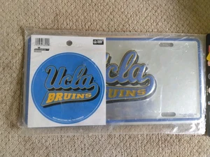Neu UCLA Bruins Nummernschild und Aufkleber Combo Pack Kursives Logo  - Bild 1 von 2