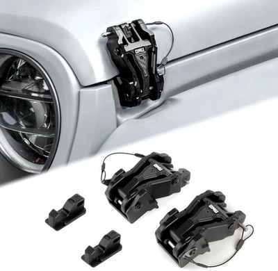 Bloqueo de capó de metal MAIKER para Jeep Wrangler JL Gladiator JT 2018-2024 Foto 1 de 4