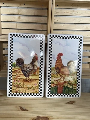 Vtg 2001 Rooster Hen Metal Tin Art Advertis Sign Country Stor Wall Decor Kitchen - Image 1 of 4