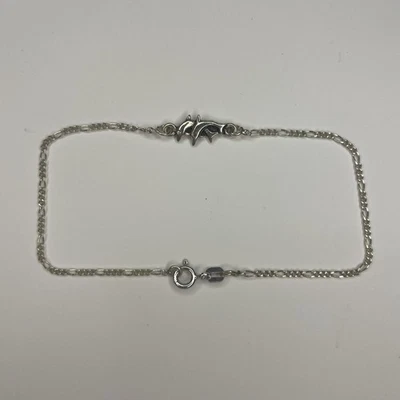 VTG 925 Sterling Silver Dolphin Nautical Aquatic Bracelet 1.5 Grams 7 1/2” - Image 1 of 4