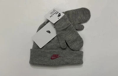 Conjunto de 2 sombreros y mitones para niños pequeños Nike - gris oscuro jaspeado talla 12/24M ¡NUEVO! Foto 1 de 4