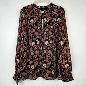 Top Loft Mujer XS Floral Negro Nuevo Mangas Transparentes Cottagecore - Imagen 1 de 13