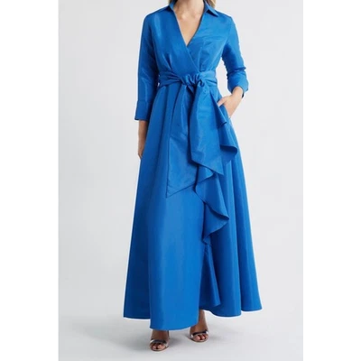 Betsy & Adam Ocean Blue Taffeta Gown - Size 16 - Image 1 of 4