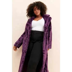 Unreal Fur Anthropologie Faux Fur Underground Coat Purple Women's Medium - Picture 1 of 12