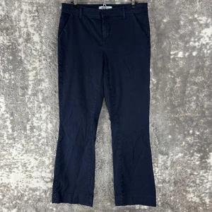 Lila Ryan Size 8 Flat Front Career Chino Pants Navy Button Zip Straight Leg - Picture 1 of 12
