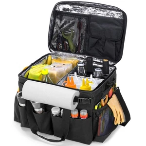 Large Grill Caddy with Lid, BBQ and Picnic Bag Organizer with Paper Towel Hol... - Picture 1 of 7