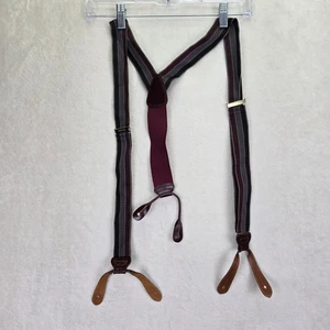 Pantalones con tirantes a rayas Trafalgar para hombre hechos en Inglaterra Preppy azul marino borgoña - Imagen 1 de 7