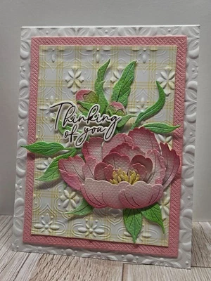 Handmade Greeting Card Keepsake Quality ocbrandy  thinking of you peony - Image 1 of 2